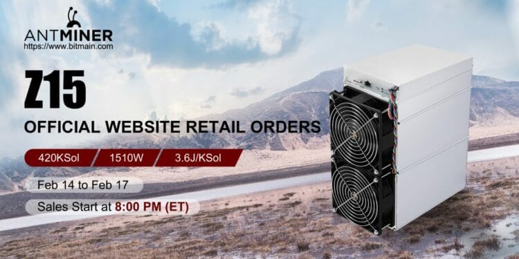 New Batches of ANTMINER Z15 Formally Go on Sale From February 14 to 17